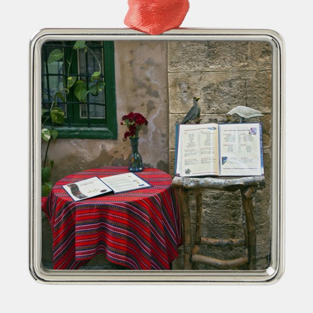 Sidewalkafe, Chania, Kreta, Grekland Julgransprydnad Metall (Framsidan)