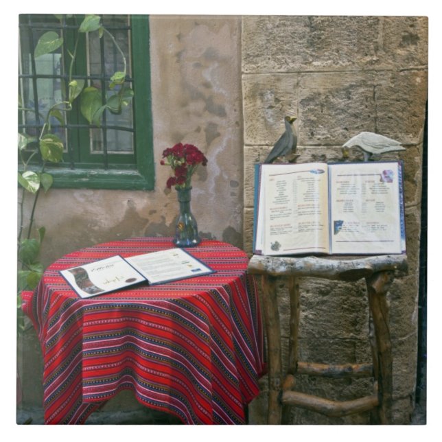 Sidewalkafe, Chania, Kreta, Grekland Kakelplatta (Framsidan)