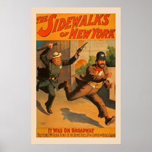 Sidewalks från New York Broadway Vintage affisch