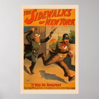 Sidewalks från New York Broadway Vintage affisch