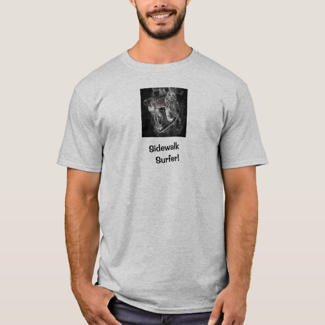 Sidewaltsurfer Pro Image Grått Skater T-Shirt (Framsida)