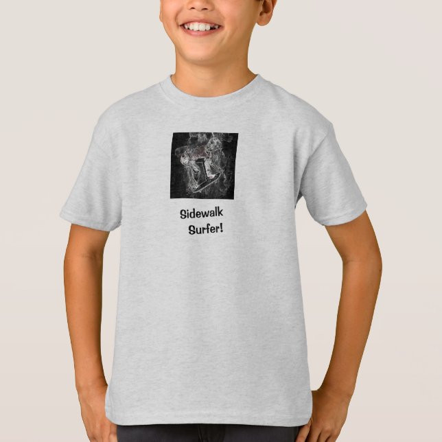 Sidewaltsurfer Pro Image Grått Skater T-Shirt (Framsida)