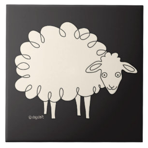Sideways Sheep Ceramic Tile Kakelplatta