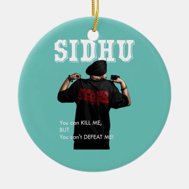 Sidhu Moosewala Desi Merch Punjabi Pullover Julgransprydnad Keramik (Framsidan)