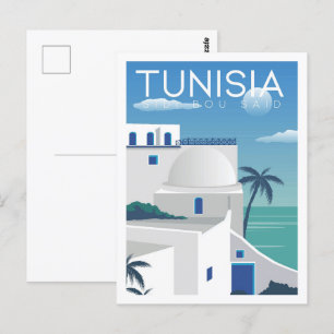 Sidi Bou sa: Tunisien Travel Ställe Illustration Vykort