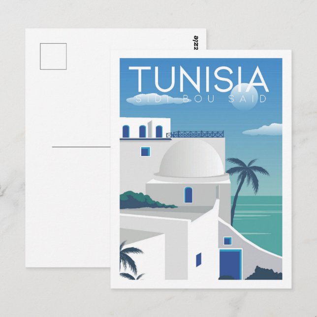 Sidi Bou sa: Tunisien Travel Ställe Illustration Vykort (Fram/baksida)