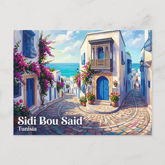 Sidi Bou Said hus Tunisien Vykort (Framsida)