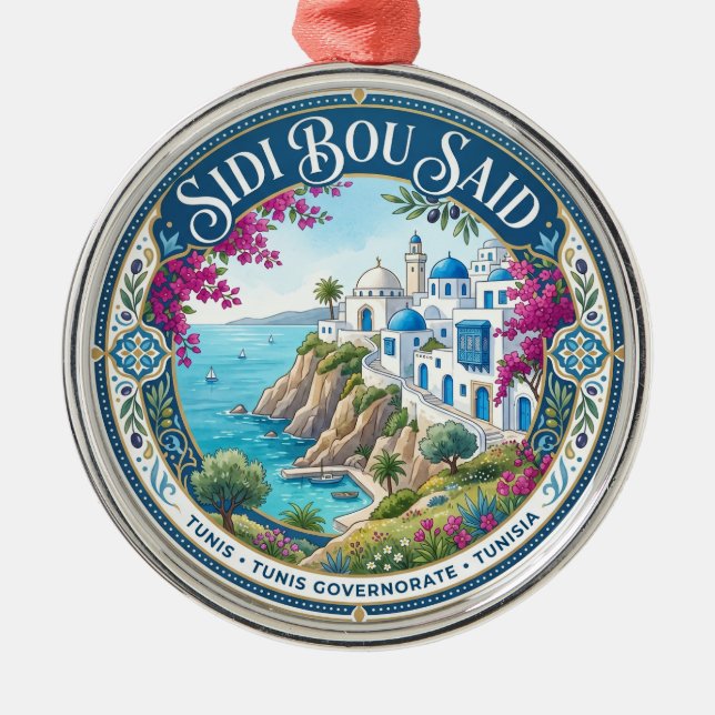 Sidi Bou Said-klippan Tunisien Julgransprydnad Metall (Framsidan)