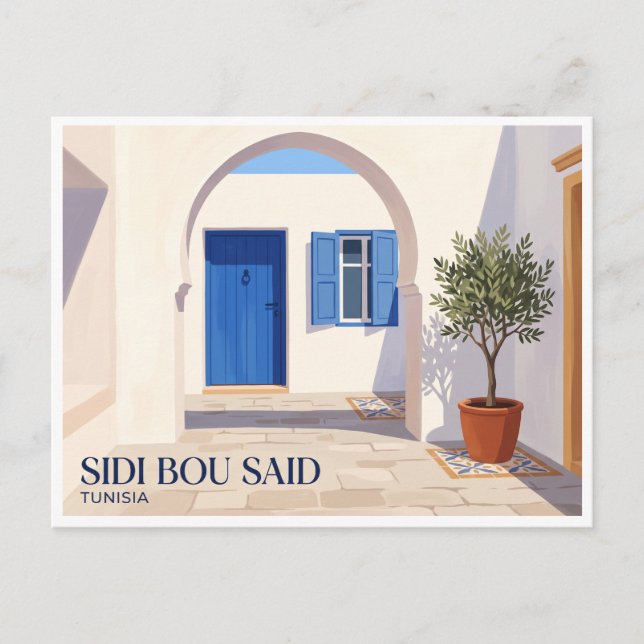Sidi Bou Said Tunis Tunisien Vykort (Framsida)