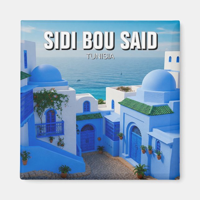 Sidi Bou Said Tunisien Travel Magnet (Framsidan)