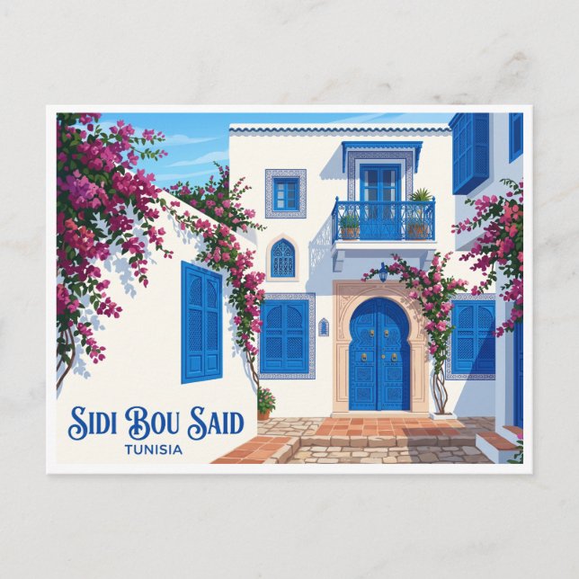 Sidi Bou Said Tunisien Vykort (Framsida)