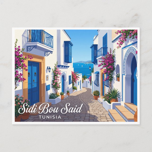 Sidi Bou Said Tunisien Vykort (Framsida)