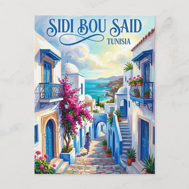Sidi Bou Said Tunisien Vykort (Framsida)