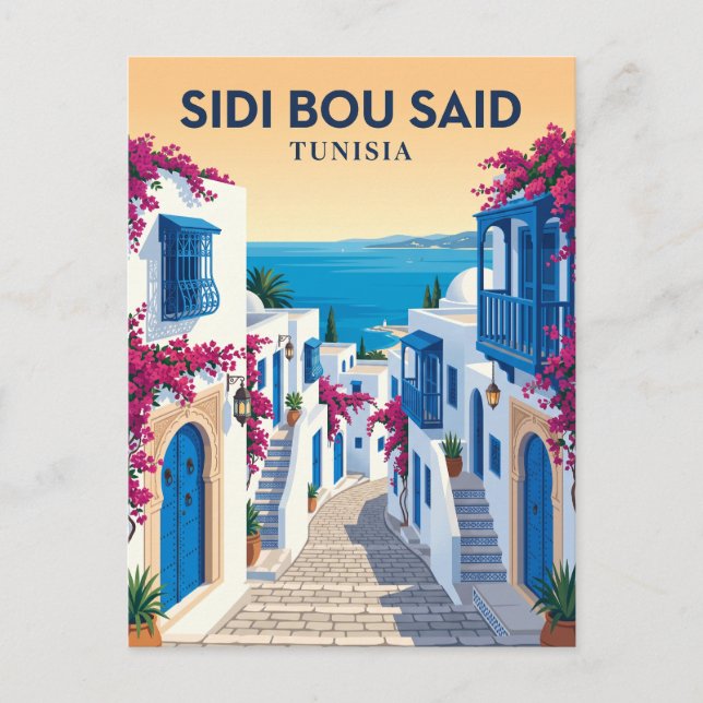 Sidi Bou Said Tunisien Vykort (Framsida)