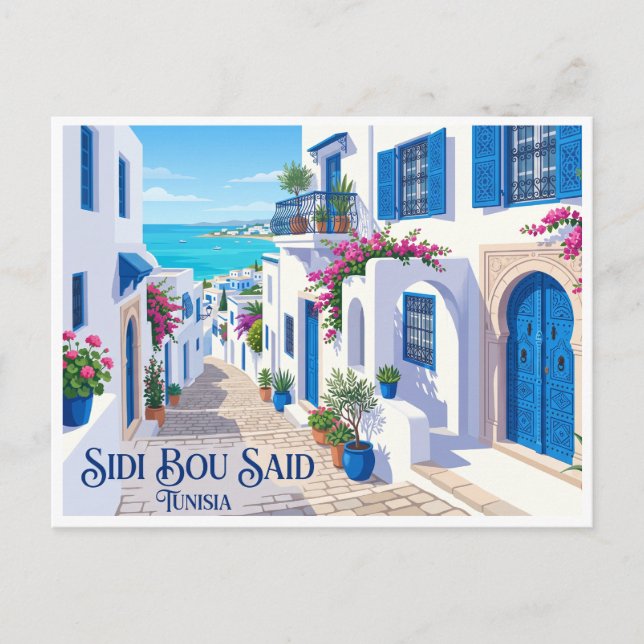 Sidi Bou Said Tunisien Vykort (Framsida)