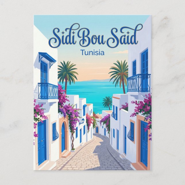 Sidi Bou Said Tunisien Vykort (Framsida)