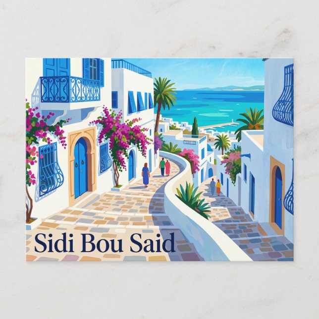 Sidi Bou Said Tunisien Vykort (Framsida)