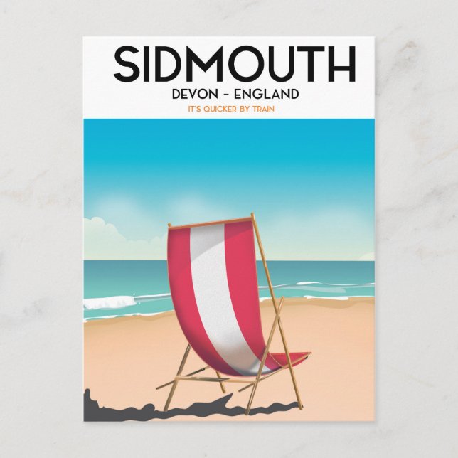 Sidmouth, devon, vintage reseaffisch vykort (Framsida)