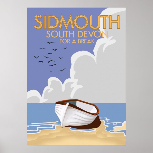 Sidmouth South Devon vintage resemålderaffisch. Poster (Framsidan)
