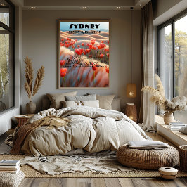 Sídney: Arte de Línea contemporáneo, coordenadas. Perfect Poster