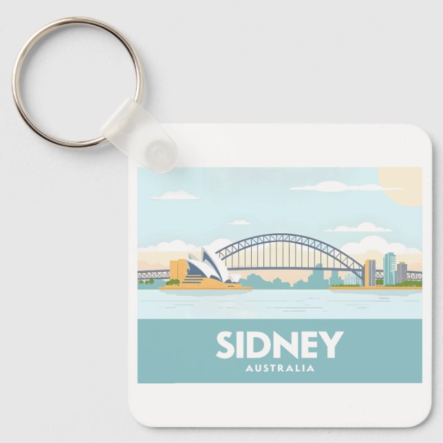 Sidney Australia Opera House Pastel Travel Nyckelring (Framsida)