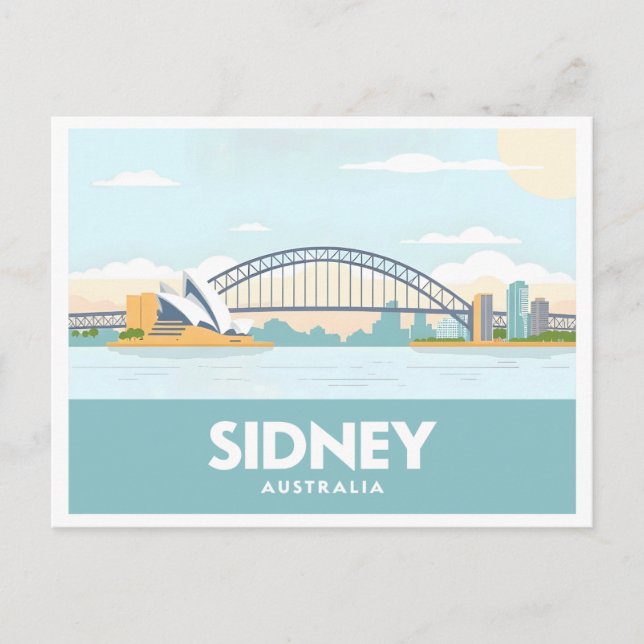 Sidney Australia Opera House Pastel Travel Vykort (Framsida)