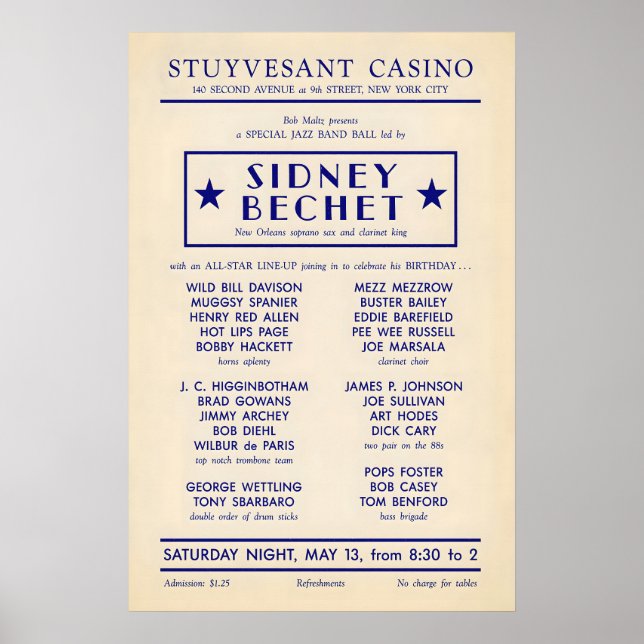 Sidney Bechet - Wild Bill Davison jazzaffisch Poster (Framsidan)