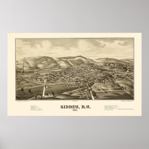 Sidney panorama- karta för NY - 1887 Poster
