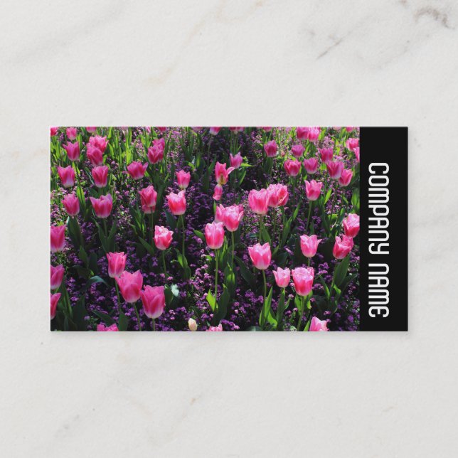 Sidoband - Rosa Tulips i bed Visitkort (Framsida)