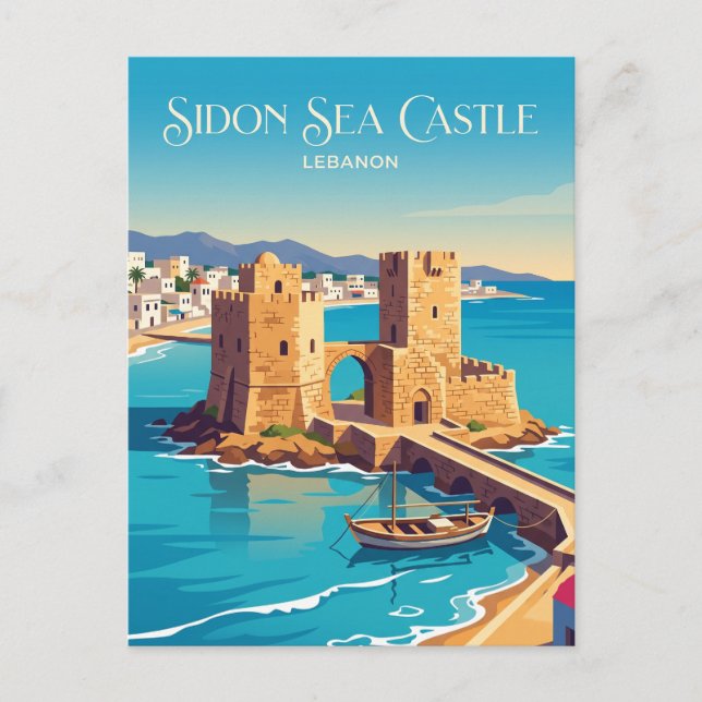 Sidon Sea Castle Libanon Vykort (Framsida)