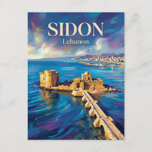 Sidon Sjöslott Libanon Vykort