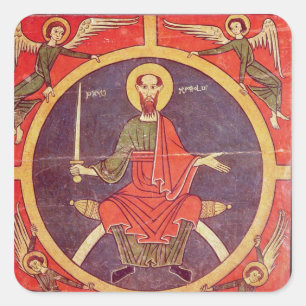 Sidopanel från en altarpiece fyrkantigt klistermärke