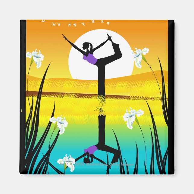 Sidoprofil för en kvinna som utövar yoga magnet (Framsidan)