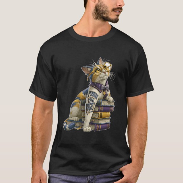 Sidor att fördjupa sig i Söt bokälskande katt med  T Shirt (Framsida)