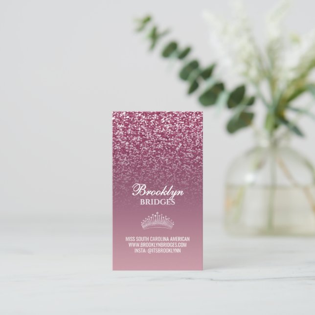Sidor För Tävlingssidor Glitter Krona Enkel Sida Visitkort (Stående Fram)