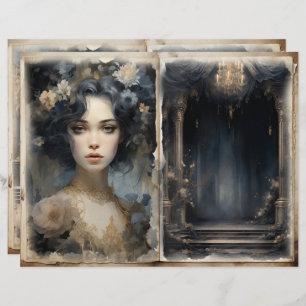 Sidor för Victorian Dam Balcony Blue Junk Journal