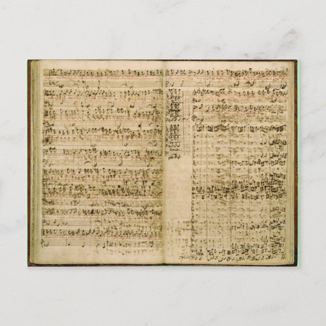 Sidor från kärnan i "The Art of the Fugue" Vykort (Framsida)