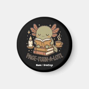 Sidor-snurra-lot Cute Läsande Axolotl Mysig Bok Magnet