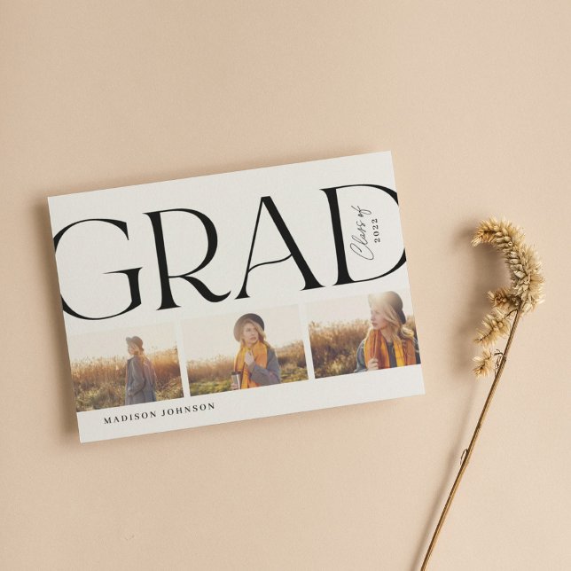 Sidotypografi Studenten 2022 3 Foto Party Blac Inbjudningar (Skapare uppladdad)