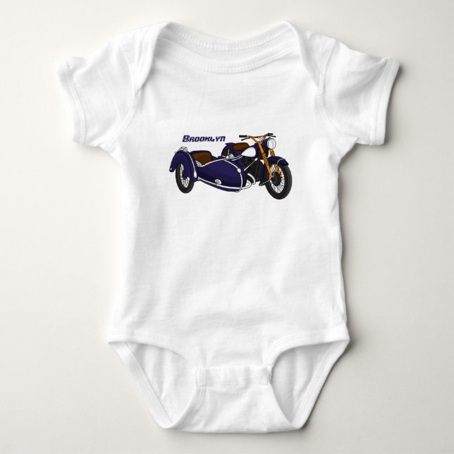 Sidovagn lila motorcykel illustration t shirt (Framsida)