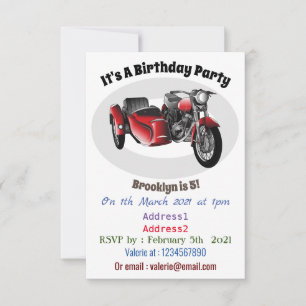 Sidovagn motorcykel serieillustration inbjudningar