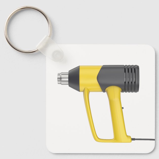 Sidovy av gul elektrisk värmepistol nyckelring (Framsida)