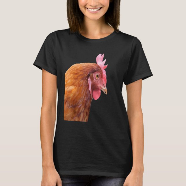 Sidovy över en gårmyard Chicken Vector Stil T Shirt (Framsida)