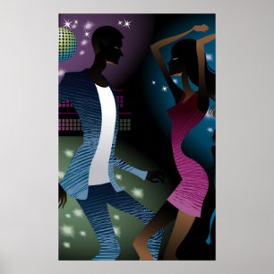 Sidovy över människor som dansar med mikrofon poster