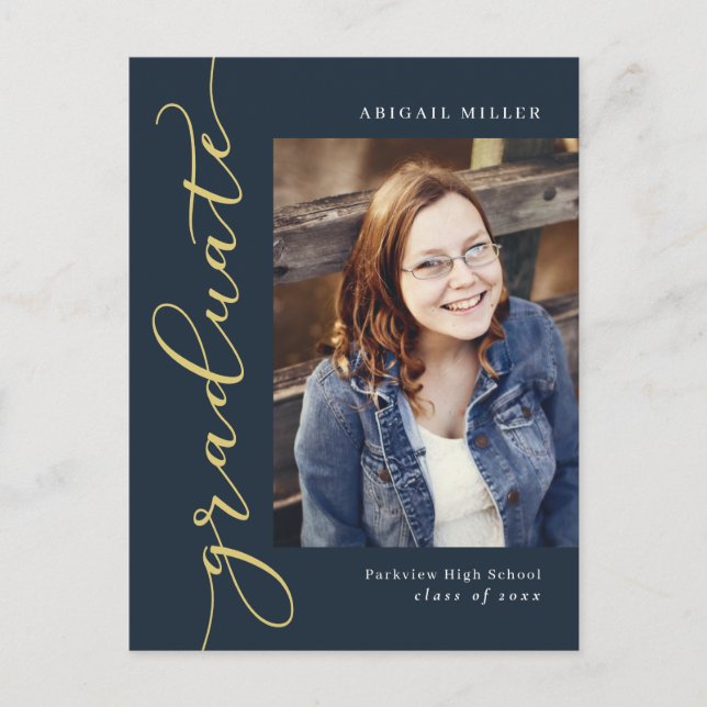 Sidskrivning redigerbar färg examen vykort (Framsida)