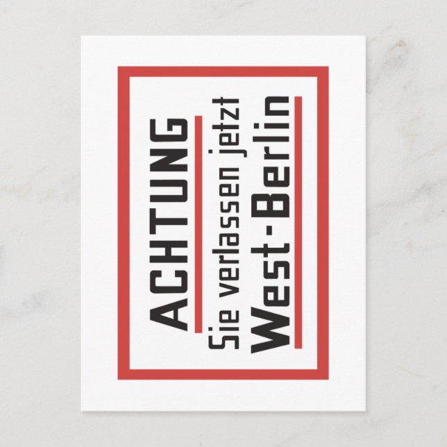 Sie verlassen jetzt Väster-Berlin, Tyskland skylt Vykort (Framsida)