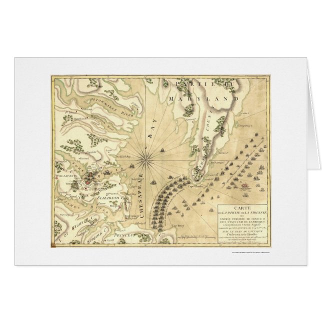 Siege av den Yorktown kartan 1781 Hälsningskort (Framsidan Horizontal)