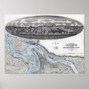 Siege av Vicksburg - panorama- karta 2 för Poster