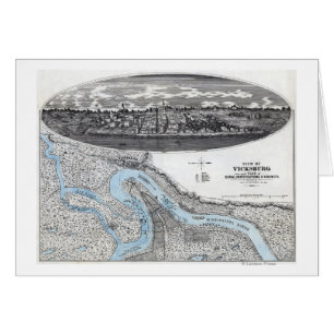 Siege av Vicksburg - panorama- karta 3 för Hälsningskort