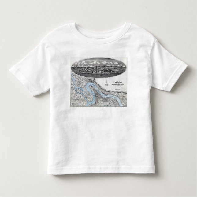 Siege av Vicksburg - panorama- karta 3 för T Shirt (Framsida)